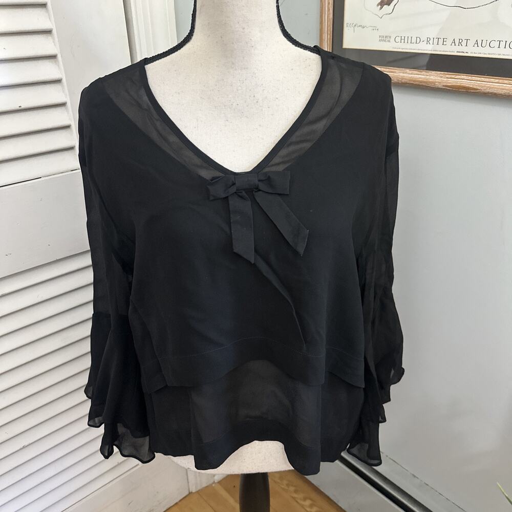 Vintage Dina Bar-El Top Women Large Black Flare Sleeve Y2K Dark Fairy Whimsigoth